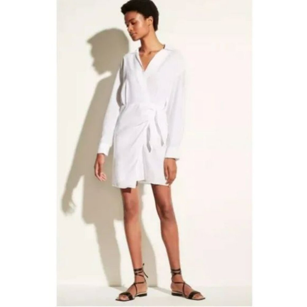 Vince Long Sleeve Front Wrap Shirt Dress